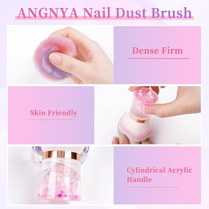 ANGNYA Nail Dust Brush, Rose Nail Art Dust Powder Remover Brush - Image 5