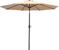 Sunnydaze Outdoor Patio Umbrella - Polyester Table Market Umbrella with Push-Button Tilt and Crank - 8 Sturdy Ribs - Beige - 9ft by SunnydazeDecor