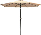 Sunnydaze Outdoor Patio Umbrella - Polyester Table Market Umbrella with Push-Button Tilt and Crank - 8 Sturdy Ribs - Beige - 9ft by SunnydazeDecor