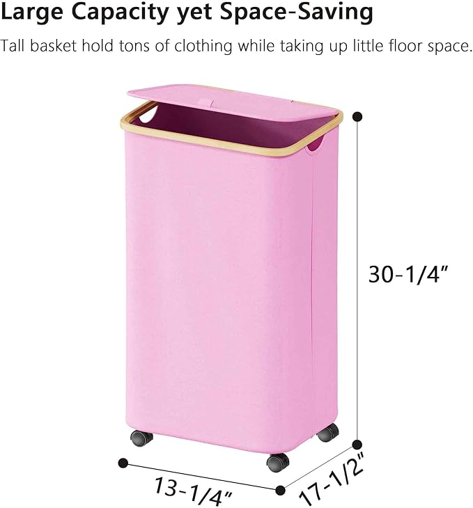 SUOCO Laundry Hamper on Wheels 100L, Clothes Basket - Image 6