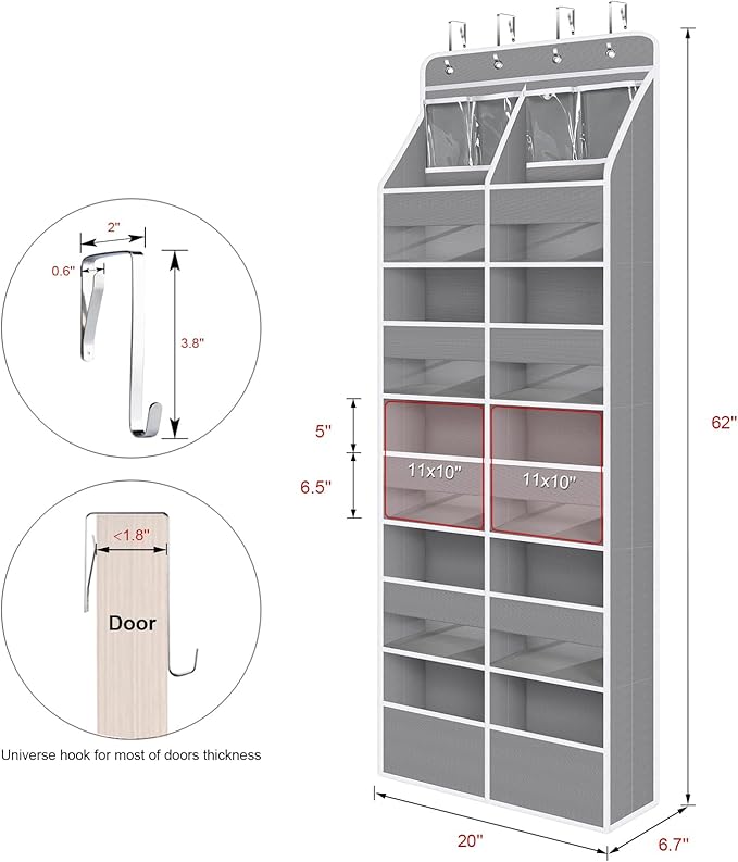 Univivi 6-Shelf Over Door Hanging Organizer Fabric Door Organizer - Image 3