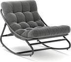 IDEALHOUSE Outdoor Rocking Chair with Metal Frame, Adjustable Papasan Rocker, Waterproof Comfy Cushion, 450lbs Capacity, for Patio, Porch, Garden, Living Room, Dark Grey - Image 7