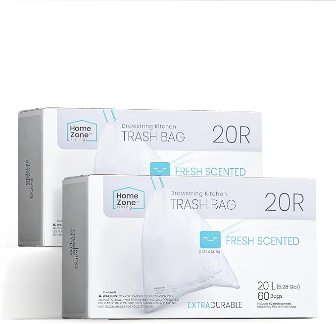 Home Zone Living 2-Pack 5 Gallon Kitchen Trash Bags by HomeZoneLiving