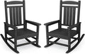 KINGYES Oversized HDPE Outdoor Rocking Chair Set of 2, Widened Seat Patio Rocking Chair, All Weather Patio Rocker, Black by KINGYES