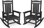 KINGYES Oversized HDPE Outdoor Rocking Chair Set of 2, Widened Seat Patio Rocking Chair, All Weather Patio Rocker, Black by KINGYES
