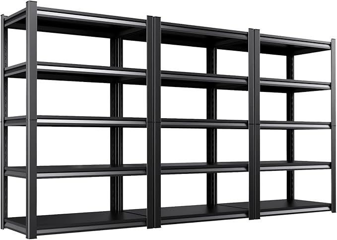 Set of 3 71"H-35"W Garage Shelving-2050LBS 5 Tier Storage Shelves,Adjustable Heavy Duty Metal Shelving Unit and Storage Large Rack,Utility Steel Shelf For Shop Warehouse Industrial Pantry 71"x35"x16" by Unknown
