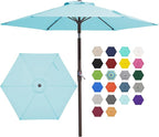 JEAREY 7.5FT Patio Umbrella Outdoor Market Umbrella with 6 Sturdy Ribs, Push Button Tilt/Crank Table Umbrella for Garden, Deck, Backyard and Pool, Baby Blue by JEAREYOutdoorsCollection