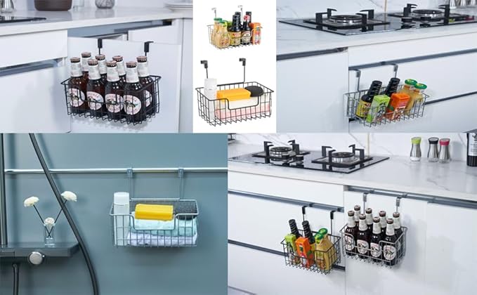 Wire Hanging Storage Basket 2 Packs, Wall Mounted Kitchen Bathroom Storage - Image 5