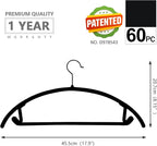 MIZGI Premium Velvet Hangers 60 Pack Heavyduty- Non Slip No Shoulder Bump Suit - Image 2