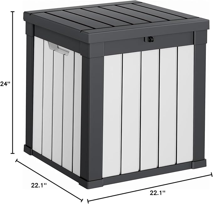 40 Gallon Resin Deck Box, Lockable Patio Outdoor Storage Box for Furniture, Garden Tools and Tools Storage, Waterproof Outside Storage Boxes - Black&White - Image 7