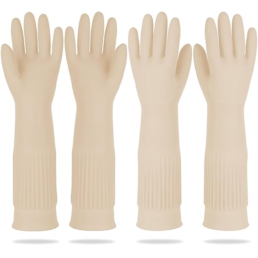Mamison 2 Pairs Reusable Waterproof Household Dishwashing Cleaning Rubber Gloves by QualityKitchenandHome
