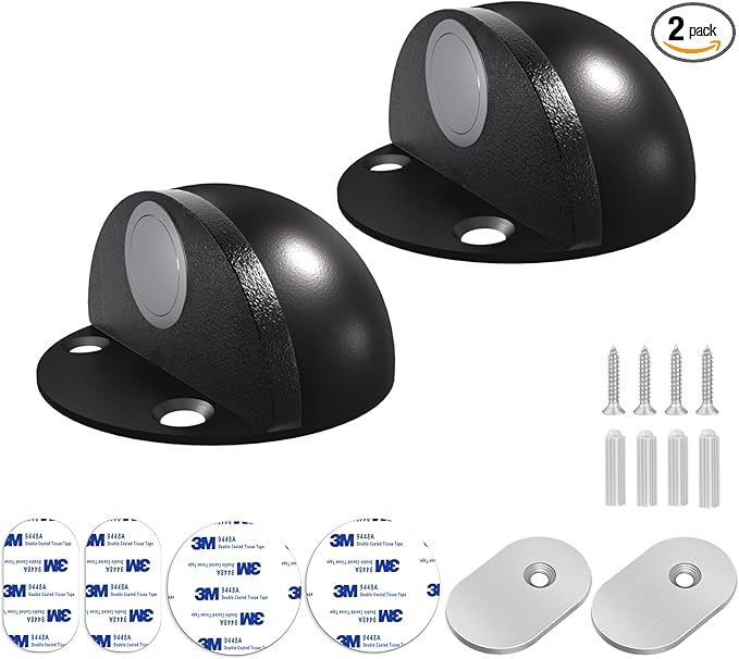 Magnetic Door Stoppers, Adhesive Door Stops Floor Mounted, No Drill Magnet Door by Gudui