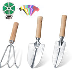 Garden Tool Set, 3 Pieces Gardening Kit with Garden Plant Twist Tie and Plastic Plant Tag, Stainless Steel Heavy Duty Garden Tools with Wooden Handle, Gardening Gifts for Women by HoHaing