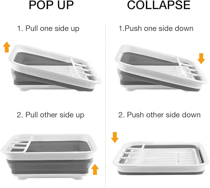 THANSTAR Collapsible Dish Drying Rack Portable Dinnerware Drainer Organizer - Image 6