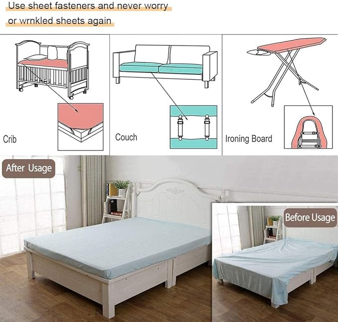 8Pcs Adjustable Bed Sheet Straps Clips, Elastic Mattress Sheet Fasteners Holder - Image 3