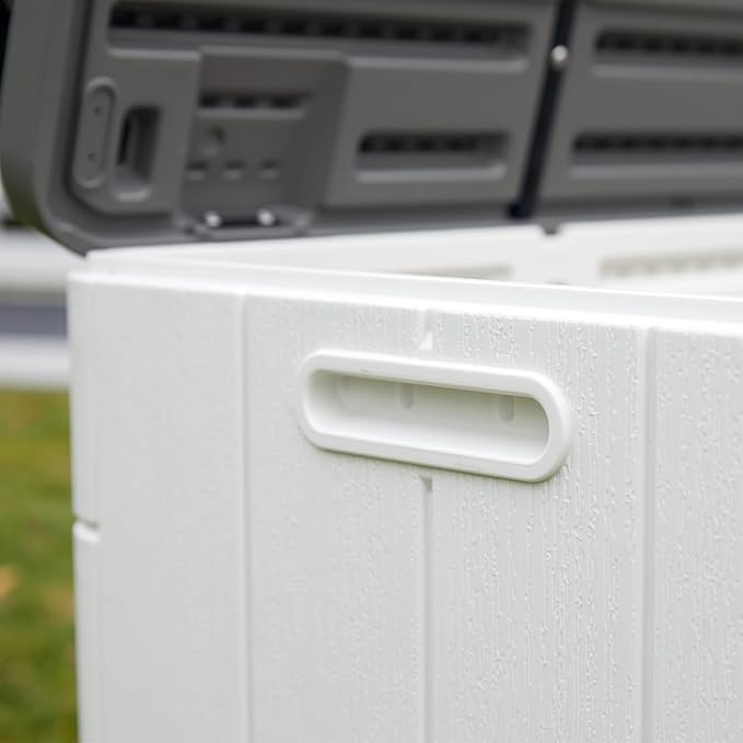 TARKARI Premium Pro Edition 100 Gallon Lockable Resin Deck Box, Waterproof & UV-Resistant Outdoor Storage Box for Outdoor Cushion Storage, Garden Tools & Pool Accessories Storage, White - Image 5