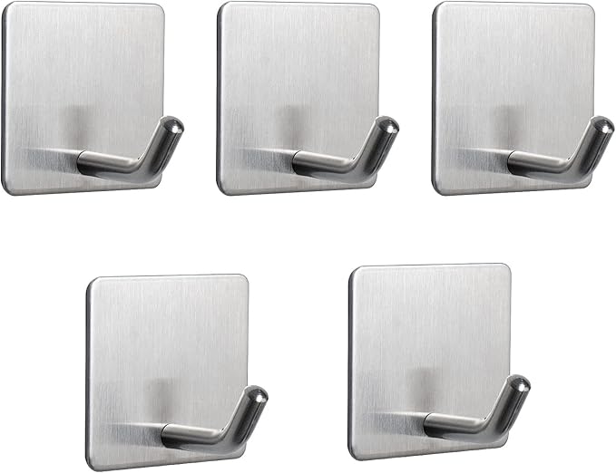 NearMoon Adhesive Hooks- Heavy Duty Bath Wall Hooks Waterproof Stainless Steel by NearMoon