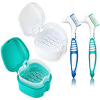 2 Pack Partial Denture Bath Case Retainer Cleaning Case Travel, Denture Storage by EZEELAI