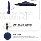 JEAREY 9FT Outdoor Patio Umbrella with Solar Lights, LED Lighted Pool Umbrella with Tilt and Crank, Outdoor Table Umbrellas for Deck, Yard & Market (9ft, Navy Blue) - Image 8