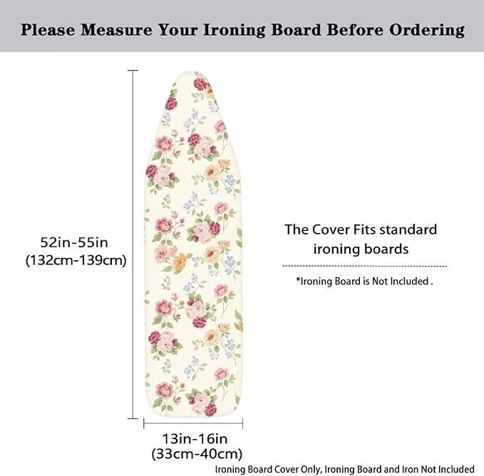 Rose Flower Ironing Board Cover, Iron Board Cover Non-Slip Thick Ironing Board - Image 5