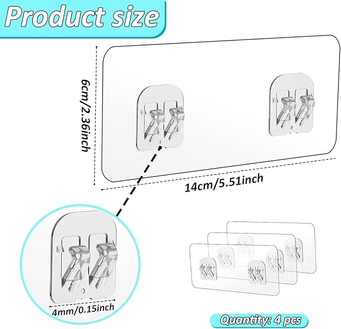 cobee 8 Pcs Shower Caddy Adhesive Replacement, Shower Adhesive Hooks Wall Hooks - Image 2