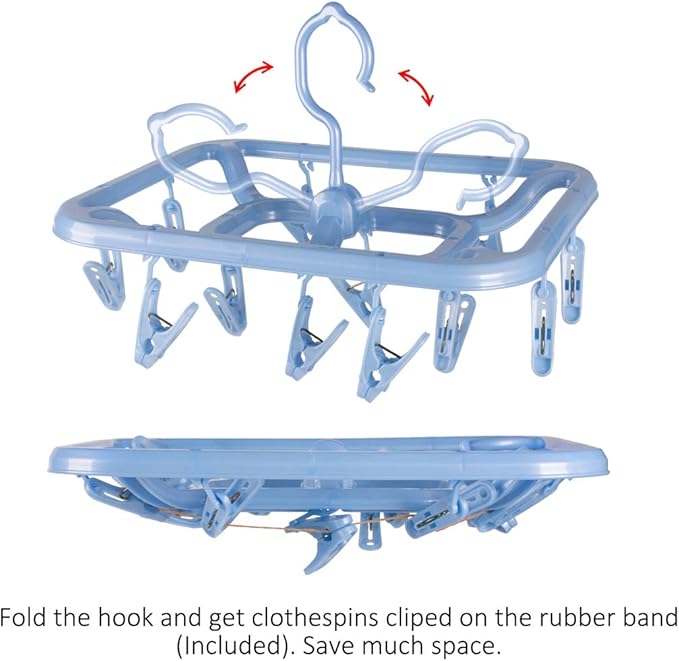 Small Clip & Drip Hanger 2-Pack, 12 Clips & 360 Rotatable Hook, Drying Hanger - Image 4