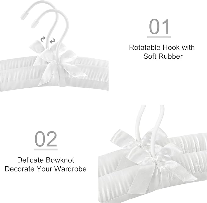TOPIA HANGER Padded Hangers for Women Clothing, 17-inch Satin Hangers 10 Pack - Image 4