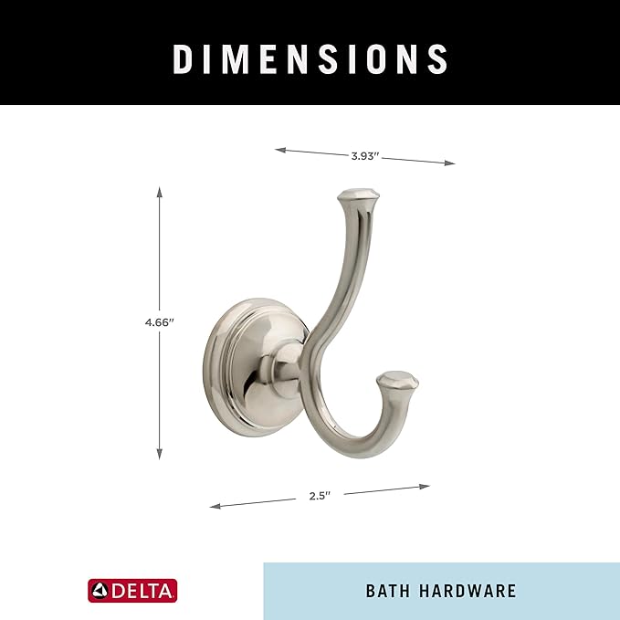 Delta Cassidy Towel Hooks Brilliance Stainless Steel Double Bathroom J Hooks - Image 5