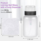 400pcs Lint Free Nail Wipes, 1 Pull-Off Pump-Style Bottle Suitable - Image 2