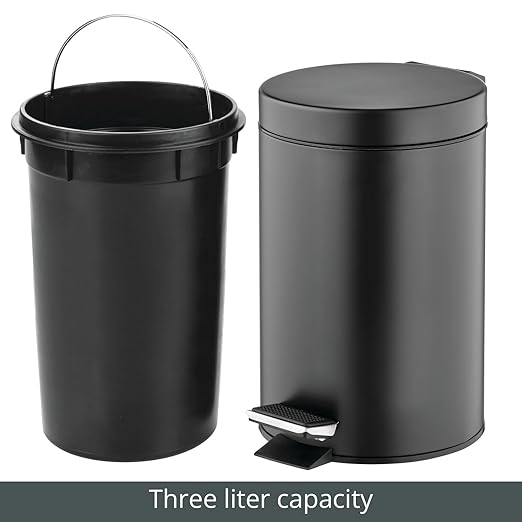 mDesign Pedal Bin — Metal Waste Bin - Image 6