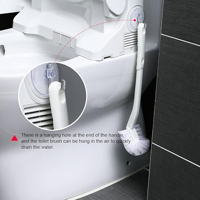 Baffect Curved Toilet Brush Plastic Long Antislip Grip Handle Toilet Cleaning - Image 6