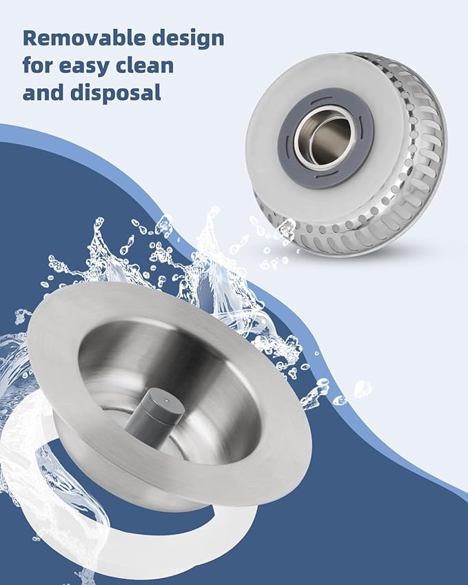 Hygie Rinse 3-in-1 Kitchen Sink Strainer Stopper Combo All Metal Stainless Pop - Image 3
