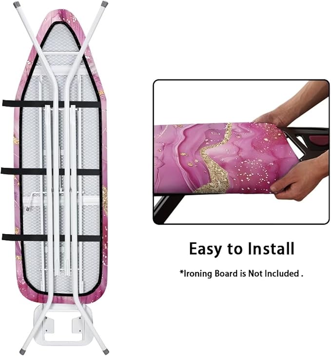 Pink Marble Ironing Board Cover Heat Reflective Anti-dust, Soft Fabric Cover - Image 4