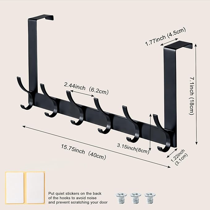 BOOMIBOO Over The Door Hooks, Sturdy Door Hanger, Towel Rack Towel Hooks - Image 4