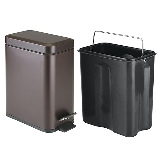 mDesign Metal Freestanding Slim Toilet Bowl Brush and Holder + Rectangle Narrow - Image 7