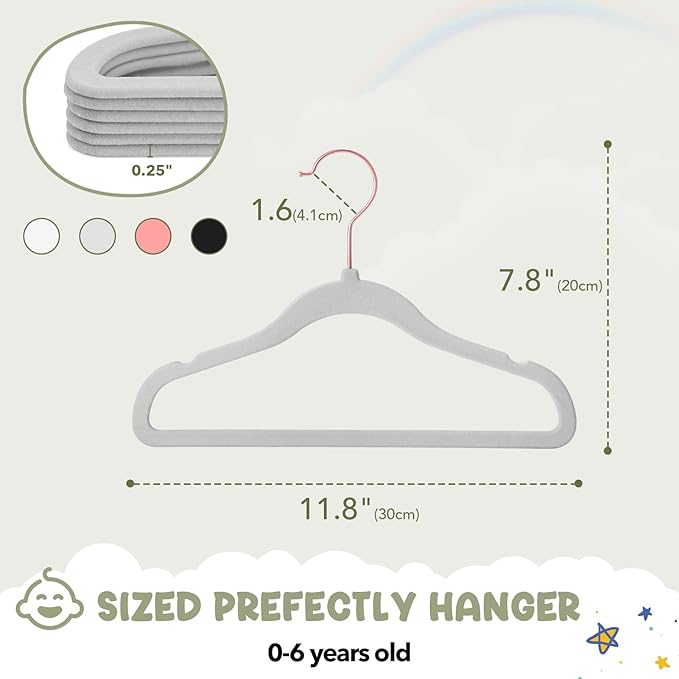 HOUSE DAY Velvet Baby Hangers for Closet, Kids Hangers Velvet 60 Pack, Non Slip - Image 7