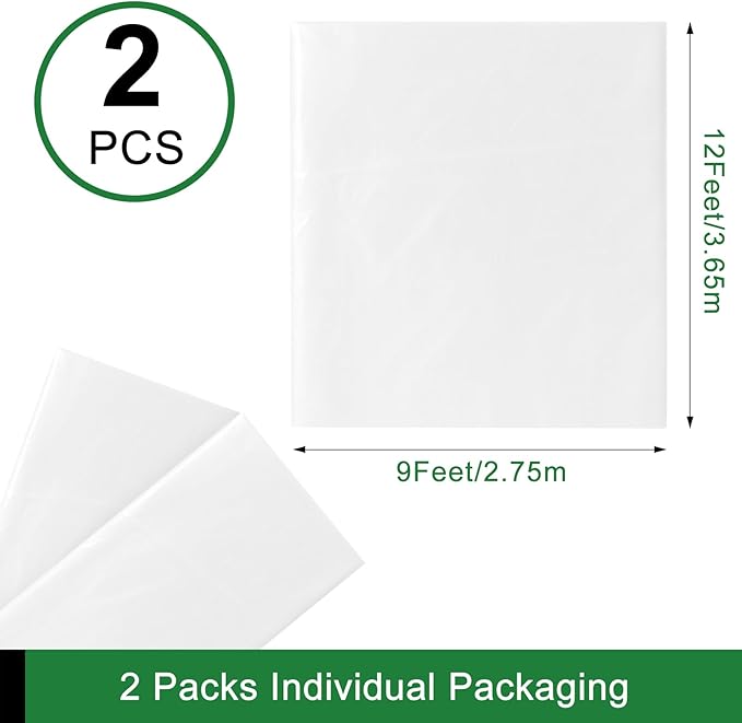 2-Pack 9x12 ft Painter Plastic Drop Cloths Sheet, Waterproof Anti-dust Cover - Image 2