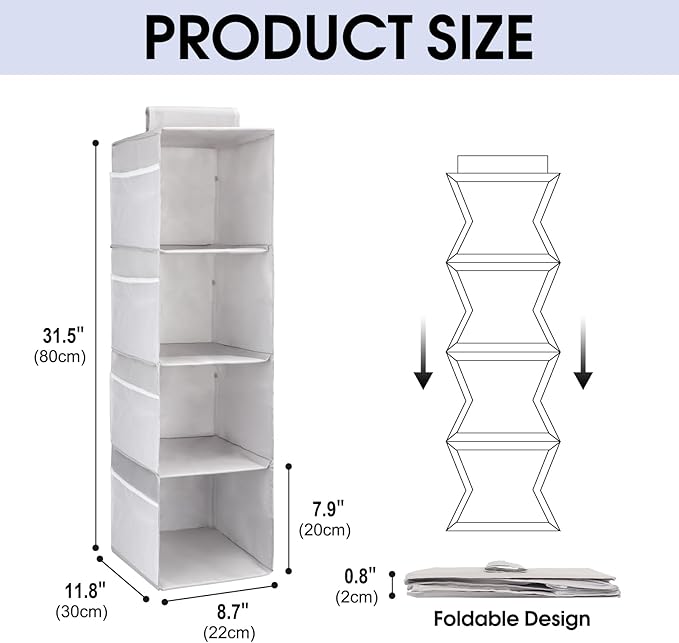 PetsHome 4-Shelf Hanging Closet Organizer, Space Saver, Closet Hanging Storage - Image 3