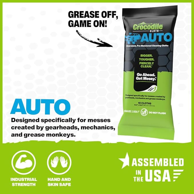 Crocodile Cloth Auto Cleaning Wipes – 10 XL Disposable Wipes - Image 2