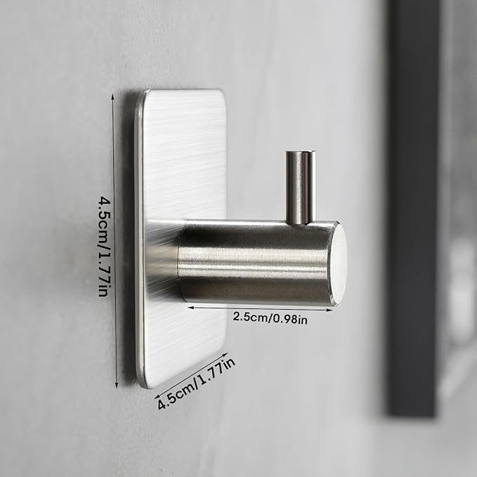 YIGII Silver Adhesive Towel Hooks - Image 6