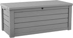 Keter Westwood 150 Gallon Resin Large Outdoor Storage Box for Patio Furniture, Outdoor Cushions, Garden Tools and Pool Floats, Light Grey by Keter