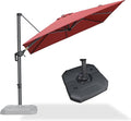 PURPLE LEAF 8 Feet Square Cantilever Umbrella Patio Umbrella with Base Outdoor Umbrella Aluminum Offset with 360-degree Rotation for Garden Deck Pool Patio Terra by PURPLELEAF
