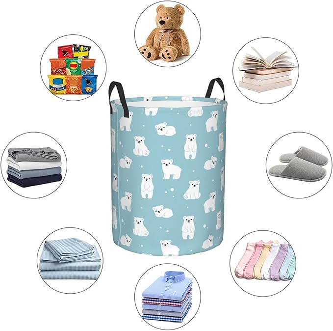 Cute Polar Bears Laundry Hamper Bag - Image 5