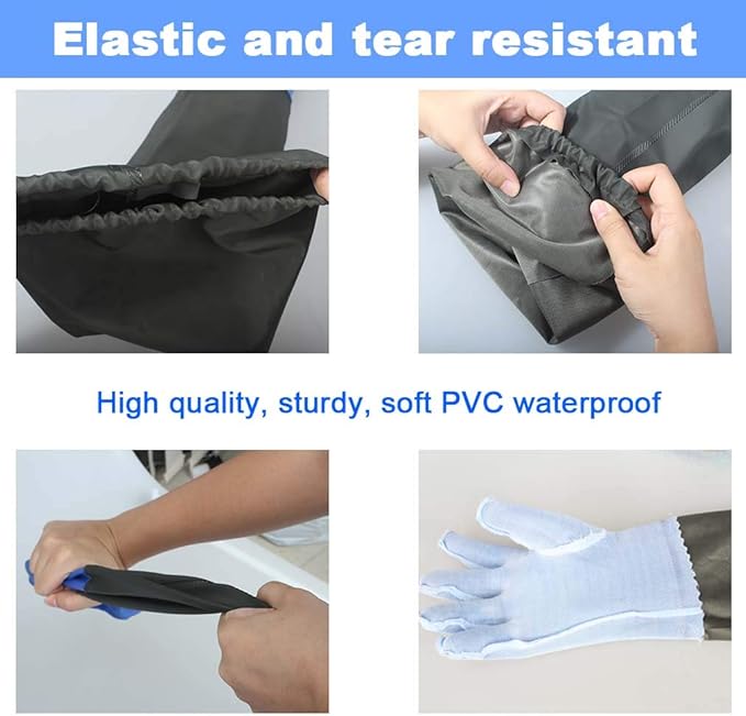 Haiou PVC Chemical Resistant, Long Rubber, Heavy Duty Waterproof Gloves - Image 2