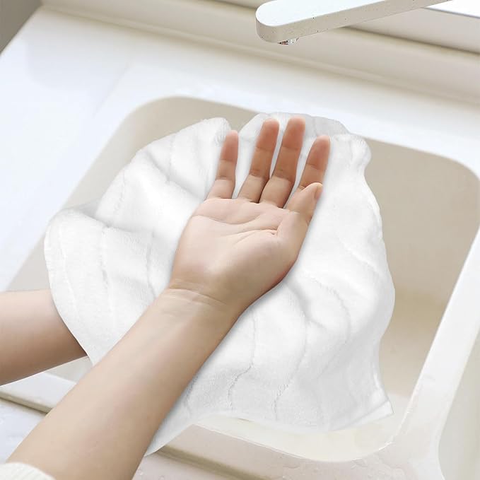 White Hand Towels for Bathroom Wavy Jacquard - Image 7