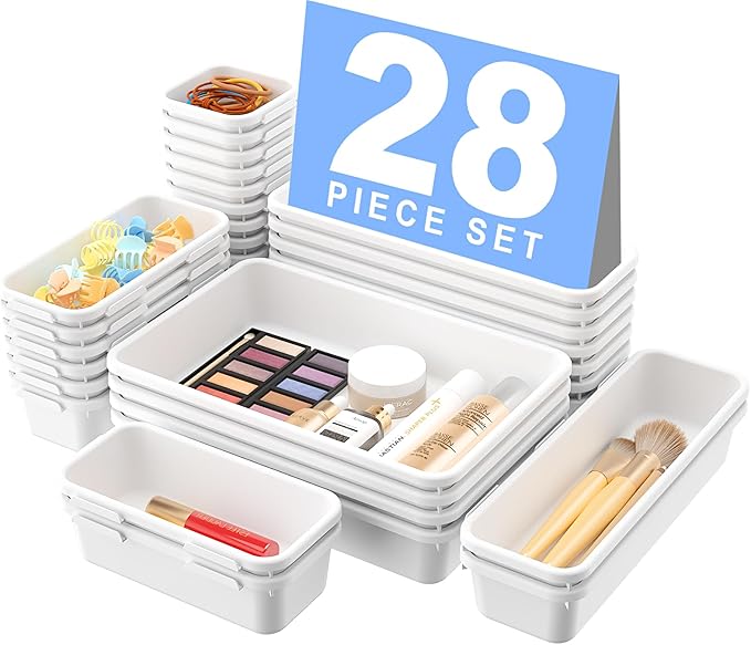 【】 【】 White Drawer Organizer, Makeup organizer, 【Holds 177 by A-LUGEI