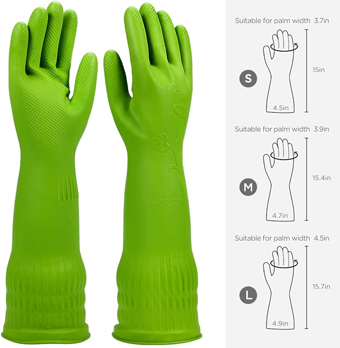 Dishwashing gloves 2 Pairs for kitchen, Rubber cleaning gloves, Long dish - Image 6