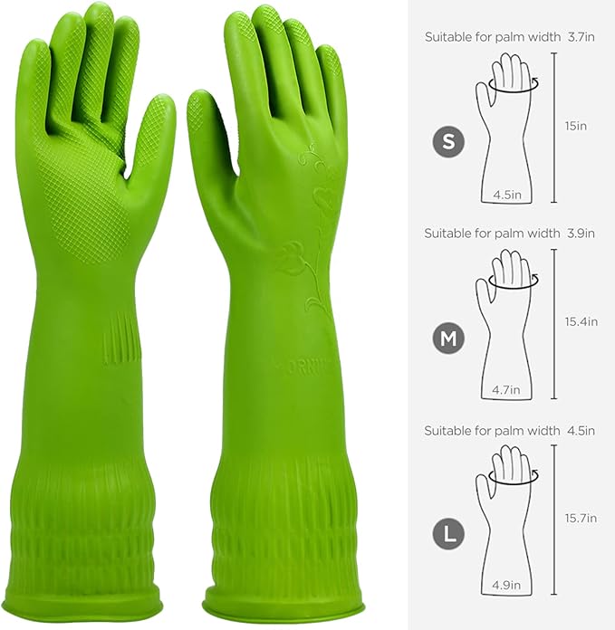 Dishwashing gloves 2 Pairs for kitchen, Rubber cleaning gloves, Long dish - Image 6