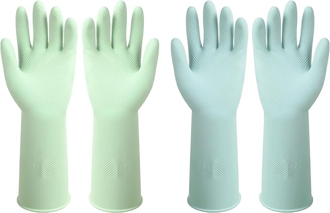 Dishwashing Rubber Gloves Reusable Kitchen Gloves 2Pairs Cleaning Gloves by Unknown