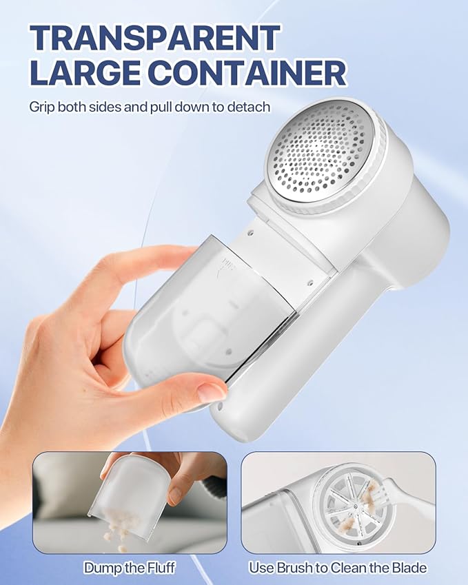 Lint Remover Rechargeable Fabric Shaver : 3-Speeds Sweater Shaver - Image 8